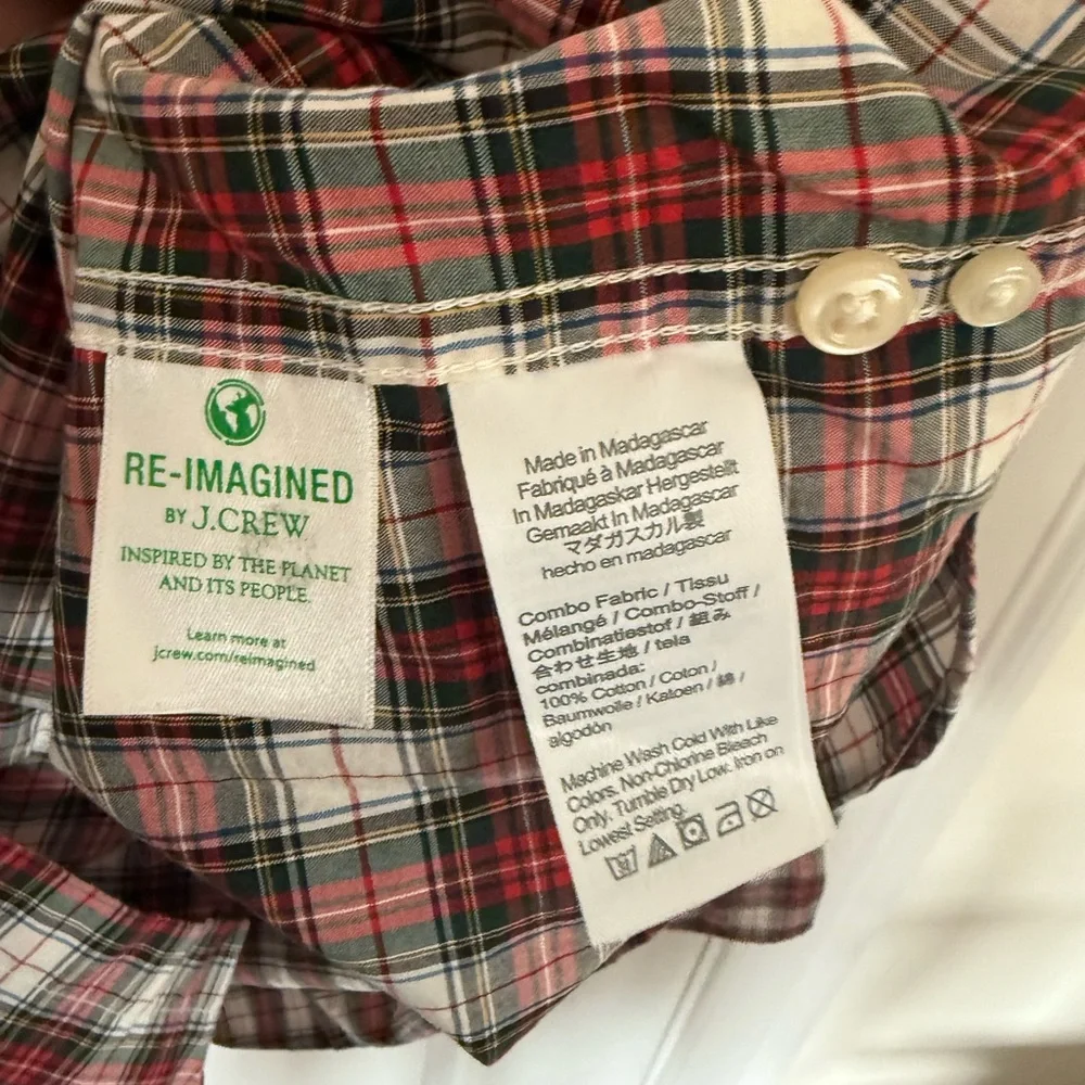 J. Crew Red and White Casual Button Down Shirt - Picture 4 of 4